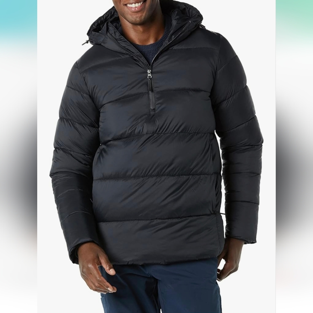 Amazon Essentials Men's Lightweight Water-Resistant Hooded Puffer Anorak Jacket